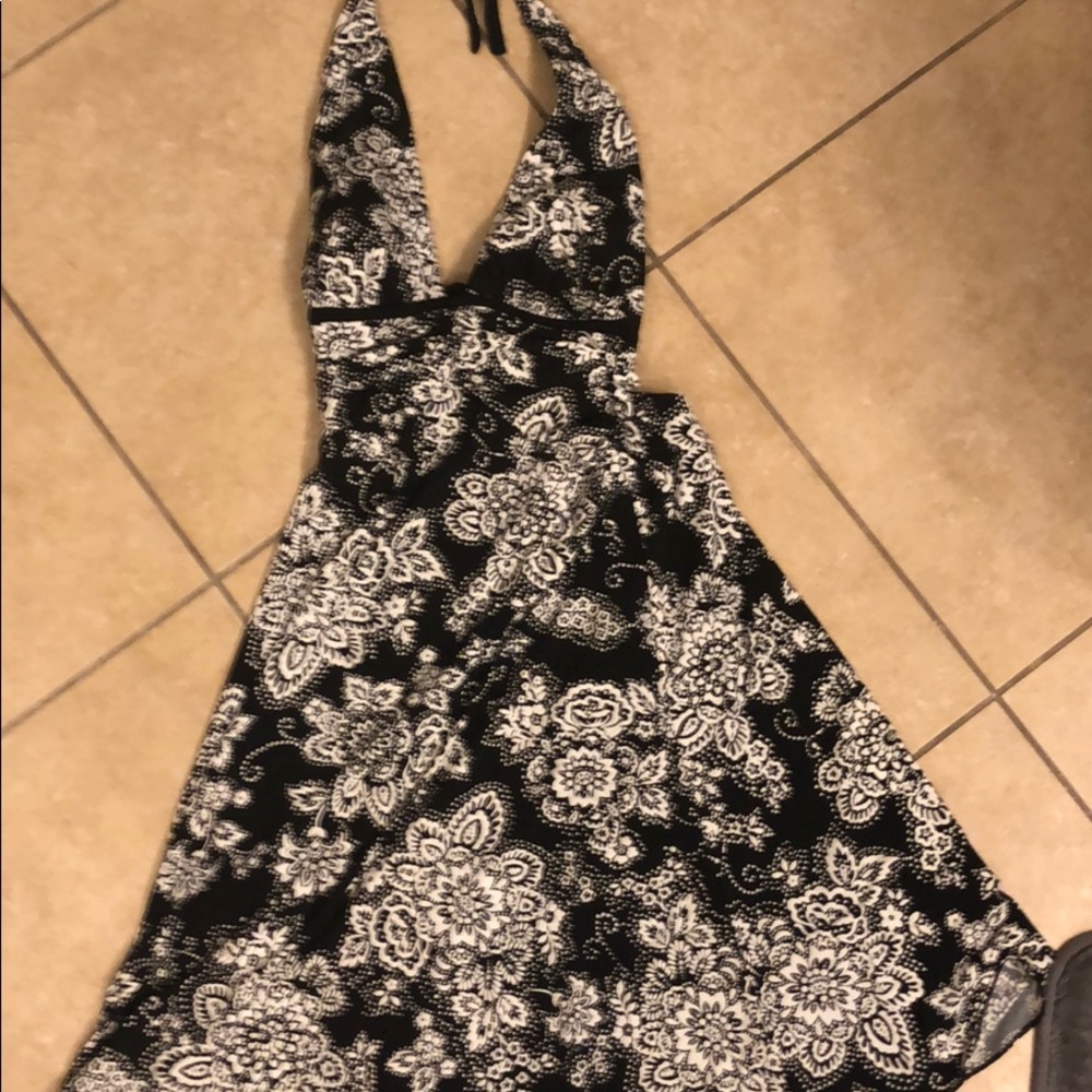 White House Black Market Black/White Halter Dress!